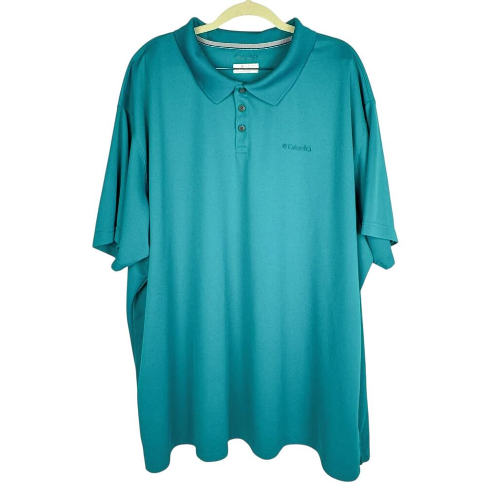 Columbia Teal Button Up Collared Short‎ Sleeve Polo Top 4X Quick Dry Breathable